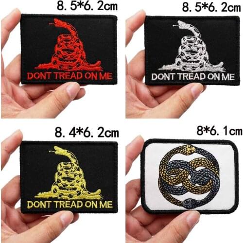 Snake don't tread on me Embroidered Applique Sewing Label punk biker Patches Clothes Stickers Apparel Accessories Badge