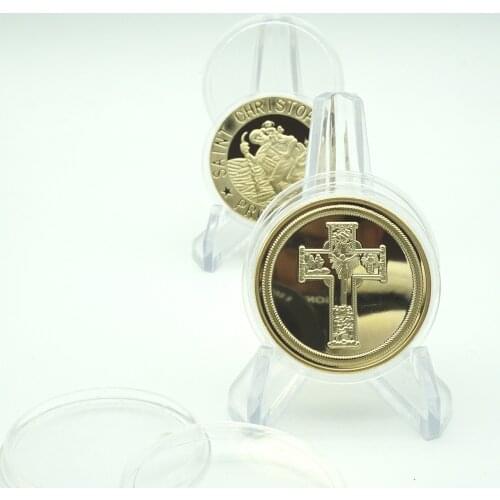 Jesus Christ Easter Gold Coins St. Christopher Patron Saint Commemorative Challenge Coin Collection