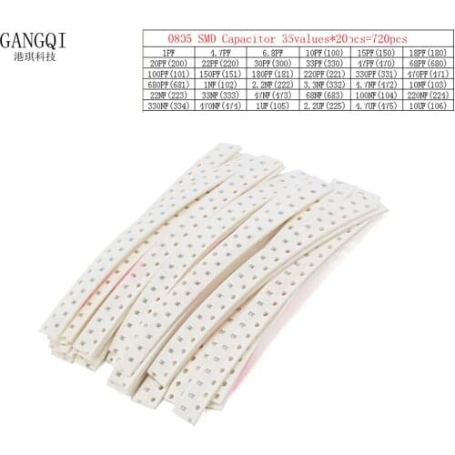 0805 SMD Capacitor assorted kit ,36values*20pcs=720pcs 1pF~10uF Samples Kit electronic diy kit
