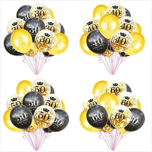 15pcs 12Inch Anniversary balloon sequin balloon aluminum foil sequin balloon birthday party balloon decoration confetti balloon