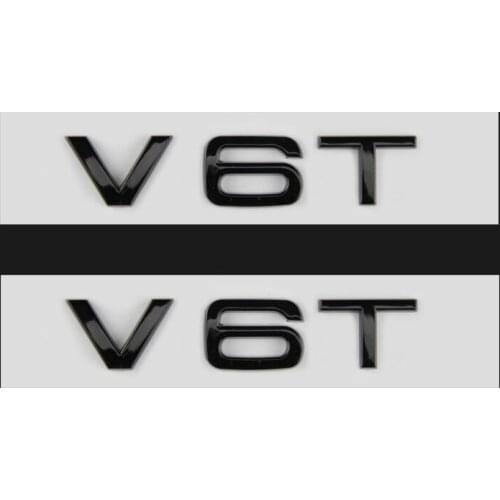 2Pcs Styling ABS Glossy Black Car Side Body Emblem V6T V8T V10 Accessories for Audi A6 A7 A8 S4 S5 S6 S8 RS4 RS5 RS6 RS7 RS8