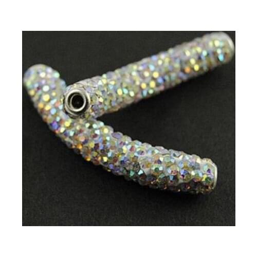 20 pcs/lot 10*45cm mixed white multicolor disco pave diy y2515 bracelet necklace tube beads long bending crystal