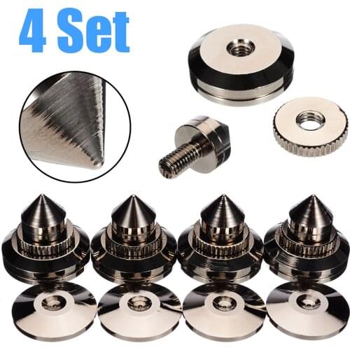 4sets Brass Speaker AMP CD Chassis Isolation Spikes Cones Stand Replacement Audio Loudspeaker Feet+Pads Durable Amplifier Spikes
