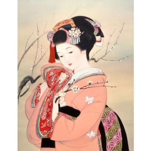 5D diamond painting cross stitch full square Diamond embroidery beauty 3D diy diamond mosaic girl Japanese Woman picture decor