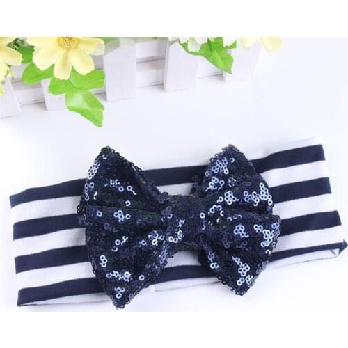 Sequins Bows Striped Headband Halloween Festival Elastic Girl Handmade DIY Hair Accessories Headwear Boutique
