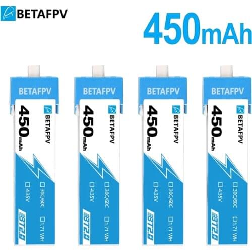 4pcs BETAFPV BT2.0 450mAh 1S Battery For PRO BETAFPV Ceuts RC Drone 4.35V 30C FPV Lipo BT2.0 Connector for betafpv cetus Battery