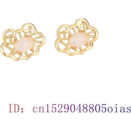 White Jade Ruyi Ear Studs Fashion Women 925 Silver Natural Gifts Zircon Amulet Jewelry Gemstone Earrings Crystal Chalcedony
