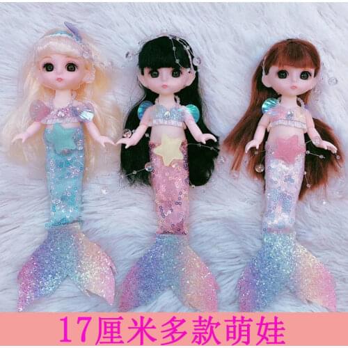 BjD 16CM Doll Fashion Swimming Mermaid Doll Girls Magic Classic Mermaid Doll Toy Girls Birthday Gift