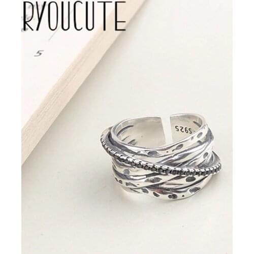 Retro Vintage Silver Color Large Geometric Rings for Women Engagement Jewelry Adjustable Finger Rings Anillos 2019