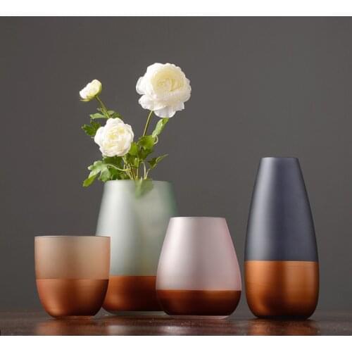 Colored Frosted Glass Vase Crafts Terrarium Glass Container Flower Vases For Home Wedding Dcoration Jarrones Decorativos Moderno
