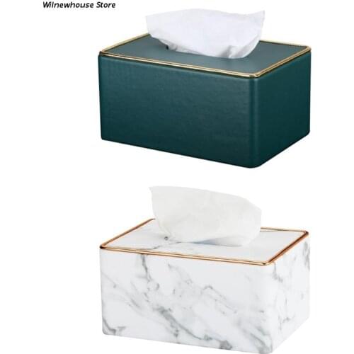 F62A Leather Tissue Box Rectangular Napkin Holder Pumping Paper Case Dispenser Decor