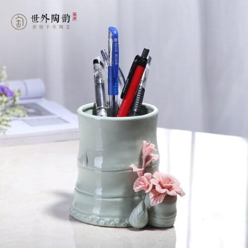 Ceramics Pen Holder Arts And Crafts European Pen Container Modern Concise Desktop Decoration