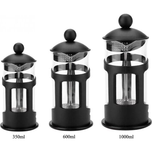Coffee Pot Large Capacity Portable Glass Pot with Stainless Steel Filter for Coffee Tea 350ML/600ML/1000ML Coffeeware
