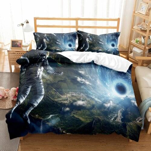 Space Kids Astronaut Bedding Set Cat Bed Sets Boys Girls Bed Cover Sets 2/3pcs Cartoons Duvet Covers With Pillowcase