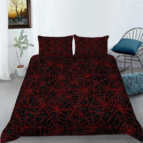 New Arrival Red Spider Web Printing Bedding set Duvet cover with pillowcases Twin Queen King sizes 2/3pcs