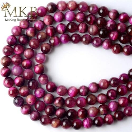 Rose Red Tiger Eye Stone Natural Stone Round Space Loose Beads For Jewelry Making 6/8/10mm Diy Bracelet Jewellery 15inches