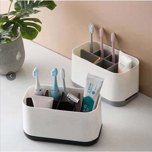 Multi-Function Bathroom Storage Box Toothbrush Holder 6 Slots Pp Plastic Shelf Makeup Brush Electric Teeth Brush Organizer Case
