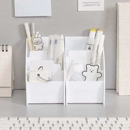 Multi-Functional Trapezoid Organizer Remote Control Storage Box Mobile Phone Holder Makeup Storage Case Desk Decor 3 Grid Remote