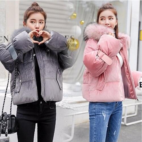 Fashion Casual Jacket Womens Top 2021 New Short Winter Coat Thickened Puffer Jacket Thickened Pure Color Warm Keeping