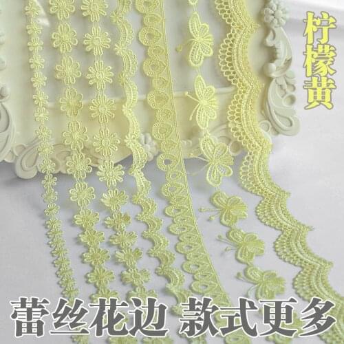 1M Latest Lace Guipure Cotton Yellow Lace Trim Sarees Wedding Hollow Bridal Ribbon Lace Trimmings,For Clothing dentelle LX37