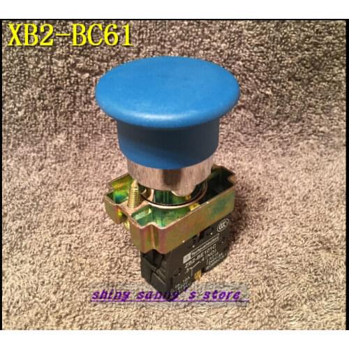 1Pcs XB2-BC61 1 NO Momentary Blue Mushroom Head Push Button Switch N/O Brand New