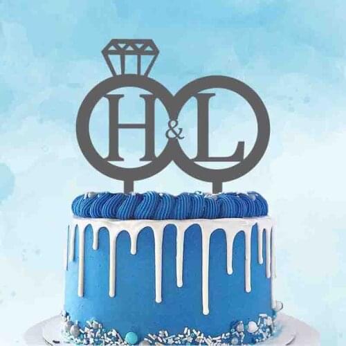 Personalized Wedding Cake Topper Custom Bride & Groom Names First Alphabet For Wedding Cake Decoration Cake Topper