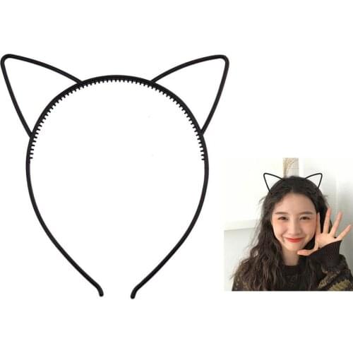Girls black cat ear head bands fashion Lady Hairband Simple Self Headband Baby birthday party Hair Accessories for Women hoop