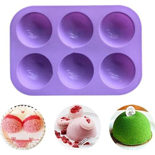 6 Holes Silicone Baking Mold for Making Hot Choclate Bomb Half Ball Sphere Mold Chocolate Cake Mold DIY Bakeware Kitchen Tools