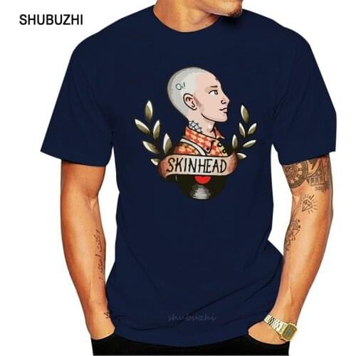 Short Sleeves shubuzhi Mens Comics Funny O-Neck T-Shirt Skinhead Old School Tattoo Skinhead Best T Shirts Cotton