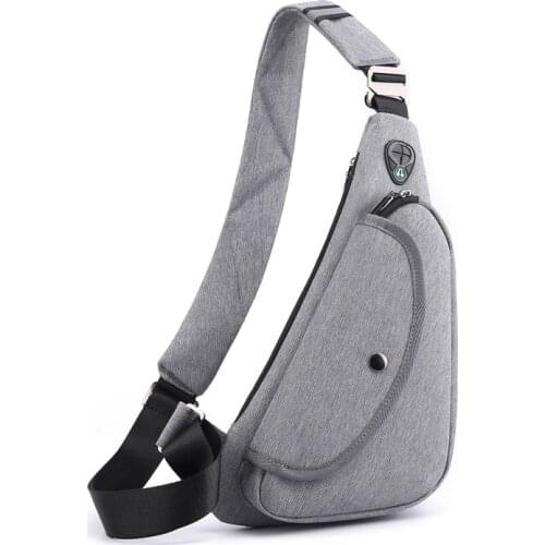 Male Shoulder Bags Multi-function Canvas Antitheft Waist Packs Short Trip Chest Messengers USB Charging Sling Crossbody