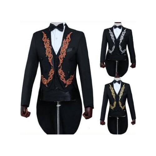 Chorus mariage wedding suits for men blazer boys prom groom Tuxedo suits fashion slim masculino latest coat pant designs black