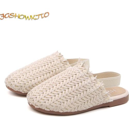 Spring Summer Girls Shoes Weaven Knitted Design Children Flat Shoes Kids Summer Sandals Princess Sweet Soft Fashion For Toddlers