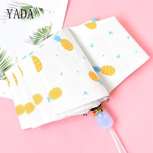 YADA Luxury Cartoon Fruit Pineapple Umbrella Clear Folding Automatic Umbrellas For Children Women UV Rain INS Umbrella YD200039
