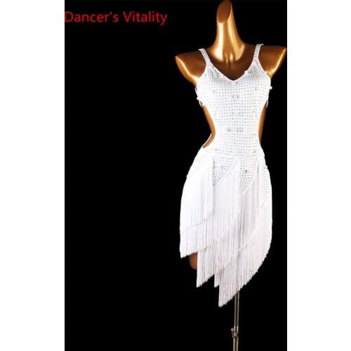 Latin Dance Female Child Adult temperament Diamond Dress Competition Clothing High-end Custom Girl Performance Tassel Skirt