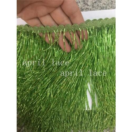 Yy001-6# 5 yards /bag green/pink/red beads tube color 15 cm width ribbon fringe tassel for bridal gown wedding/dress decoration