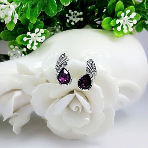 QiLeSen Fine jewelry 925 sterling silver suitable for ladies wedding earrings floating deep purple earrings yw090