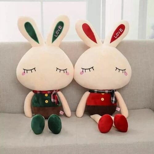 1pc 68cm/95cm Long Red/Green Clothes Rabbit Plush Toy Soft Cartoon Animal Bunny Stuffed Doll Pendant Sofa Pillow Baby Kids Gifts