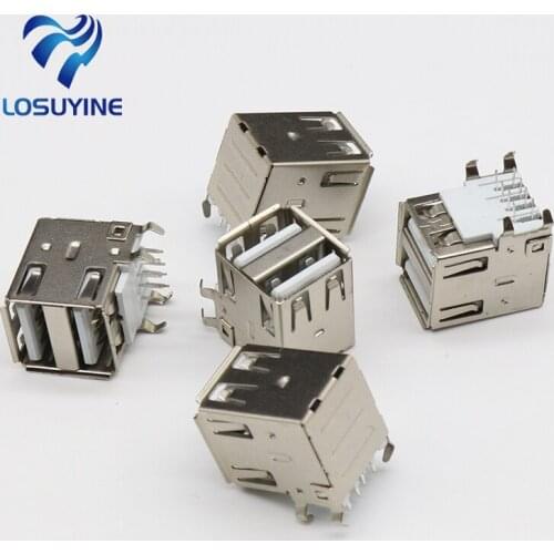 10pcs/lot USB A Type Female Socket Connector White 2to1 Set G44 for Data Connection Interface Charging Free Shipping