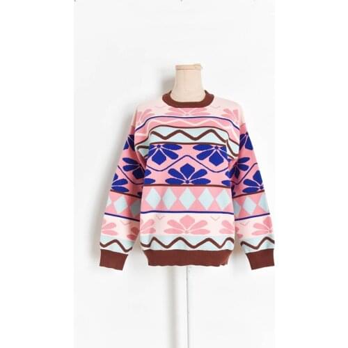 1030 2020 Autumn Free Shipping Sweater Pullover Pink Kint Fashion Womens Clothes Xiaoermei