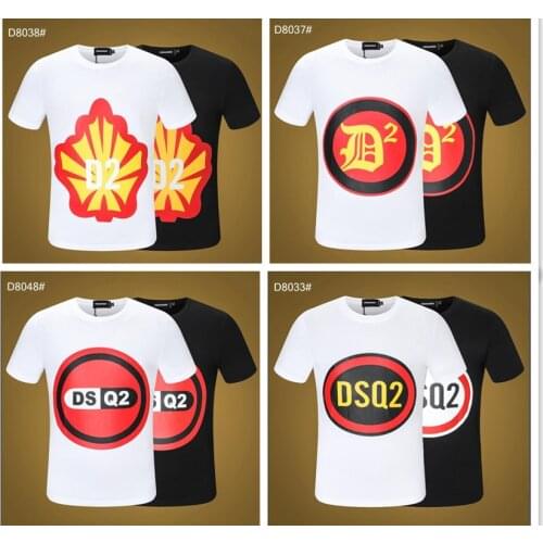 21 FW Summer1964 Dsquared2 Men/Women Hip-Hop Round Neck Short-Sleeved T-shirt Cotton Locomotive Letter Printing Casual Tee