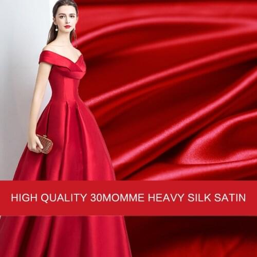 30momme red color thicken satin silk 100% silk garment materials Chinese dress DIY clothes fabrics Freeshipping