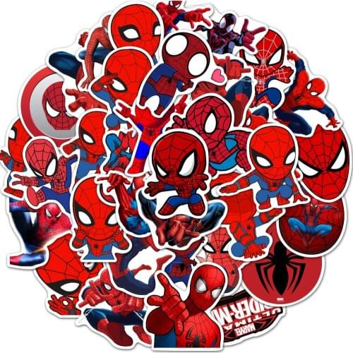 35Pcs Disney Spiderman Stickers The Avengers Waterproof Cartoon Sticker Laptop Skateboard Luggage Guitar Helmet Cool Kids Toy