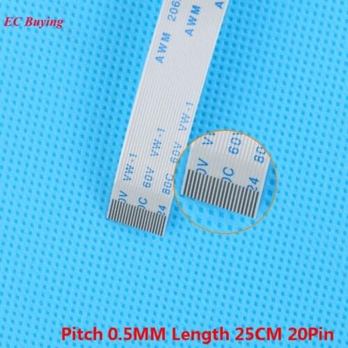 5Pcs FFC 250mm 20Pin Flexible Flat Cable 20 Pin Ribbon Cable Reverse Direction 0.5mm Pitch 25cm Length Opposite 20Pins For TTL