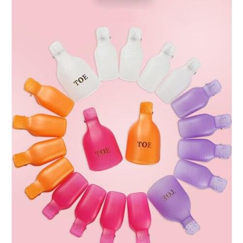 5pcs Plastic Foot Toes Nail Art Soak Off Clip Cap UV Gel Polish Wrap Tool Fluid for Removal of Varnish Manicure Tools Kit Manicu