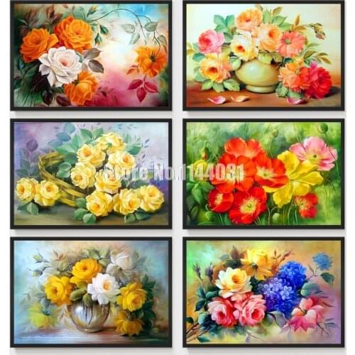 Diy Diamond Painting Flower Full Drill Cross Stitch Crystal Diamond Mosaic Sets Unfinished Decorative Embroidery Blossom Rose