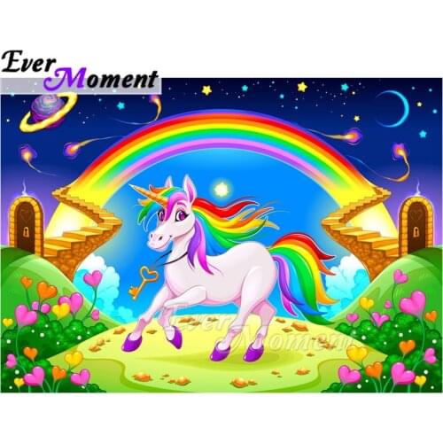 Ever Moment Diamond Painting Unicorn Rainbow Stair Planet Full Square Drill Picture Of Rhinestone Diamond Embroidery ASF1882