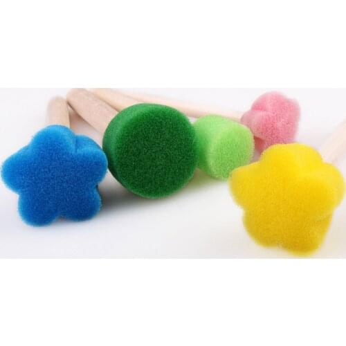 BalleenShiny 5Pcs Creative Sponge Brush Children Art DIY Painting Tools Baby Funny Colorful Flower Pattern Drawing Toys Gift