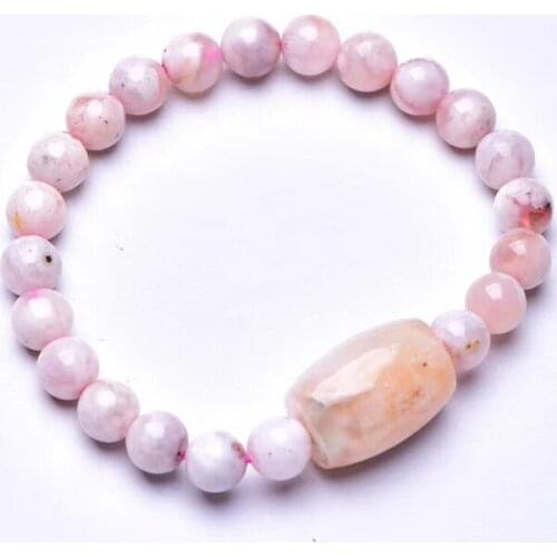 Cherry Blossoms Natural Crystal Bracelets 8mm Round Beads with Bucket bead Bracelet Lucky for Women Gift Fresh Crystal Jewelry