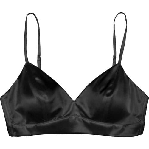 Free Unpadded Classic Womens Silk Triangle Bralette Soft Cup Wireless Bra Smooth and Comfortable Wire Free Bra Top