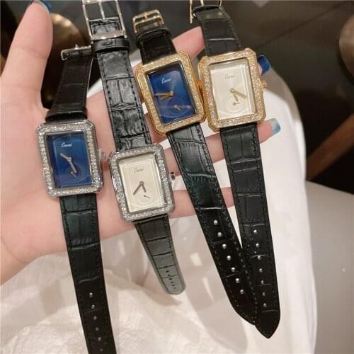 Fashion Womens Rectangle Watch Analog Quartz Women Wristwatch Casual Ladies Clock Genuine Leather Gift For Girlfriend A191